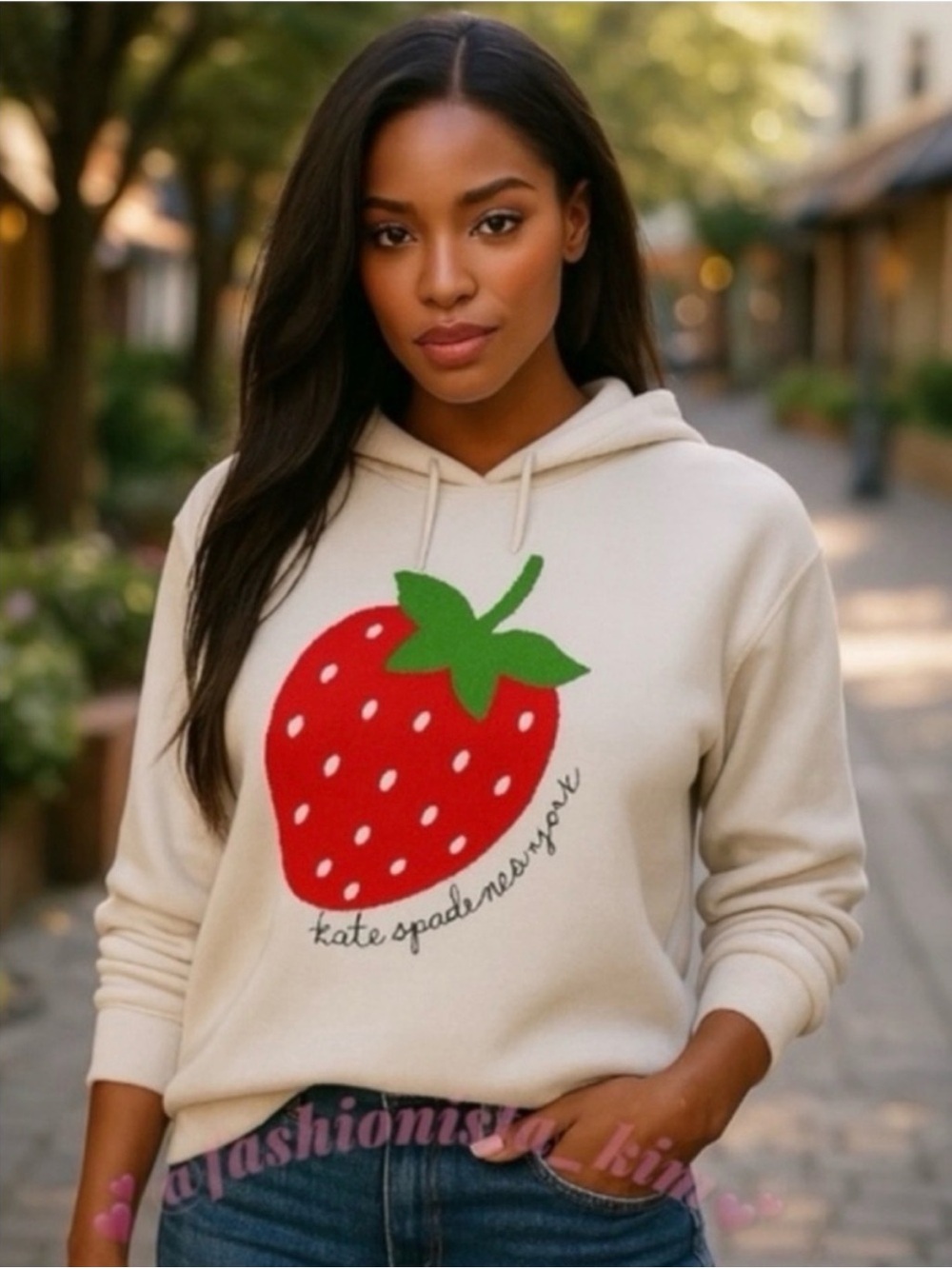 NWOT kate spade x Target Cream Strawberry Graphic Hoodie XS